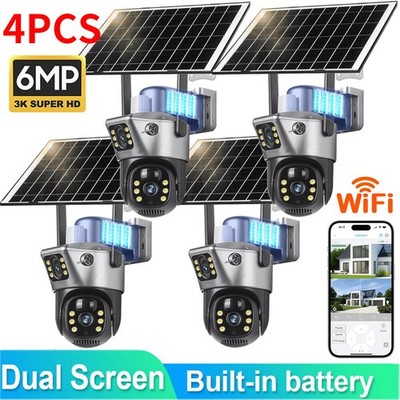 4PCS HD Solar Battery Wireless WiFi Outdoor Pan/Tilt Home Security Camera System