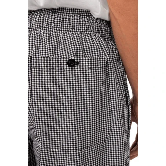 Chef Works Essential Baggy Pants, Black/White Check, Elastic/Drawstring, Small - Image 4 of 4