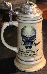Battlestar Galactic Top Gun Beer Stein w/ Lid & Box RARE & HARD TO FIND! 2011