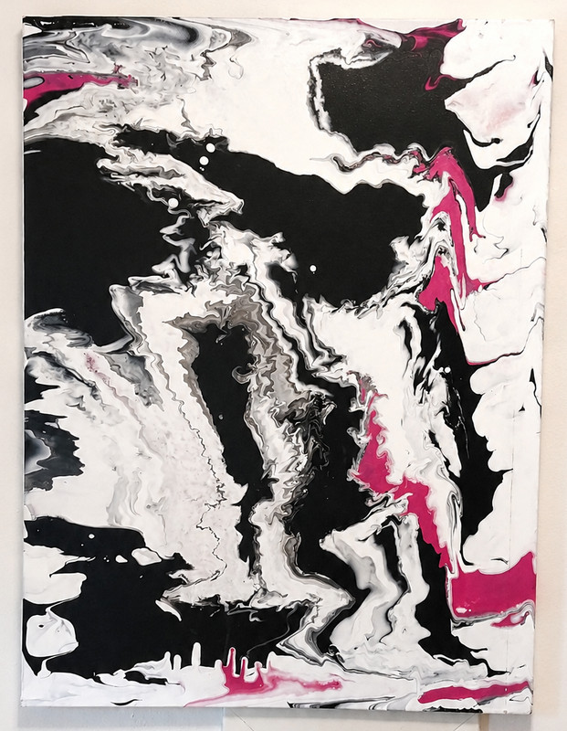Magenta Tide 30 x 40 Abstract Painting Fluid  Paint Antonia Gerstacker Acrylic