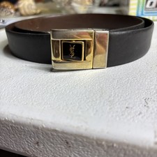 Vintage Yves Saint Laurent YSL Belt Reversible Gold Tone Buckle Italy 40/100