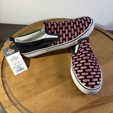 H-E-B Grocery Shoes Men 10 Women 12 Canvas Racetrack Twin Gore Graphic Slip On