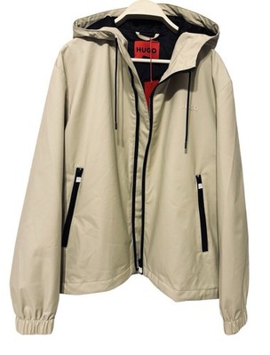NWT Hugo Boss Beige Water Repellent Jacket W/ Hood Mens Size L $298 Germany