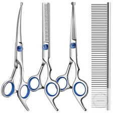 Professional 4 in 1 Dog Cat Grooming Scissors Kit with Safety Round Tips,Sharp