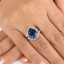 London Blue Topaz Gemstone 925 Sterling Silver Jewelry Handmade Ring For Women