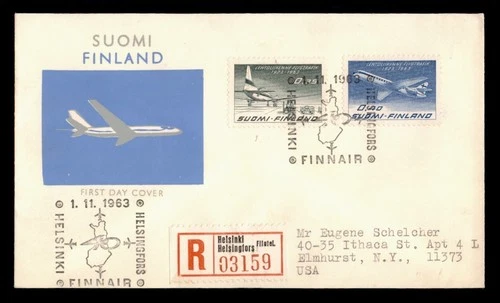 DR WHO 1963 FINLAND FDC FINNAIR FIRST FLIGHT ANIV CACHET COMBO w29504