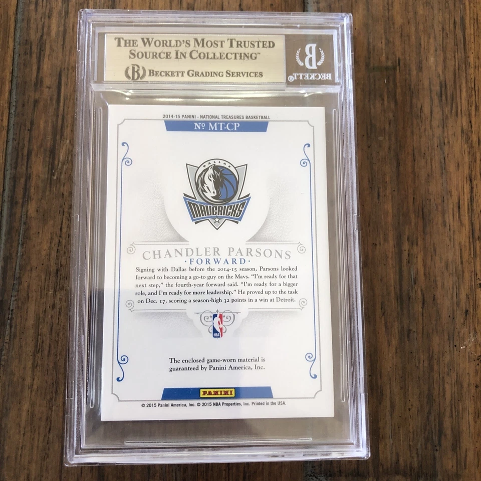 Etiqueta de lavandería National Treasures Prime 2014 Adidas Chandler Parsons MAVS #/5 BGS 9 Foto 4 de 4