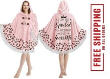 Poncho Wearable Blanket Mama Hooded Blanket Birthday Gift Poncho for Wife Cozy G