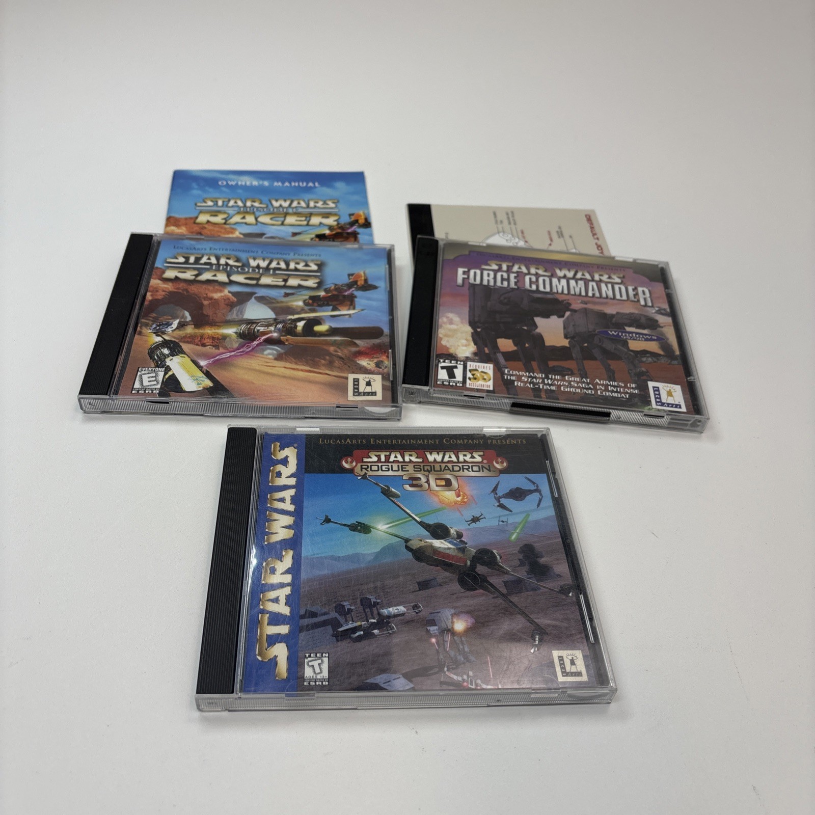 Star Wars Lot of 3 Games Episode I Racer, Force Commander, Rogue Squadron