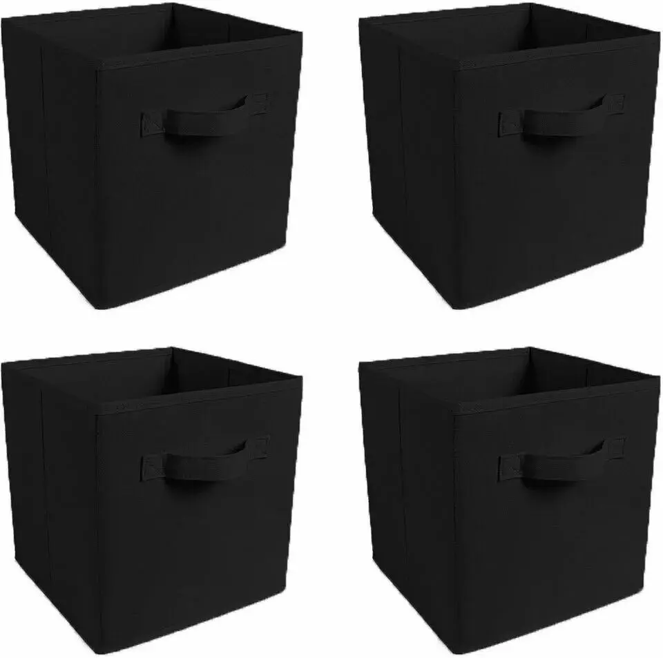 4 Pack Fabric Storage Cubes Foldable Drawer Organiser Shelf Storage Boxes