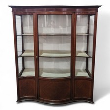 Large Antique Mahogany Display Cabinet Bow Front Glazed Serpentine Edwardian
