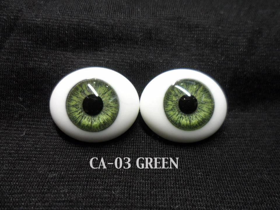 Pabol 20 MM CA03 Green Glass Eyes Oval Flatback for reborns