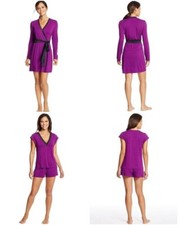 MAIDENFORM, L Charisma 3-Pc. Satin Trim Robe  PJ Shorts Sleep Set NWT