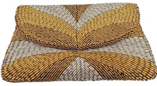 Vintage La Regale Beaded Evening Bag Envelope Clutch Lined Metallic Hand Made