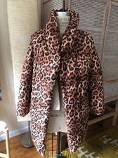 Monki Leopard Knee Length Puffer Coat