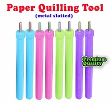 10X Metal Slotted Paper Quilling Tools Muticolor Plastic Handle DIY Paper Craft 