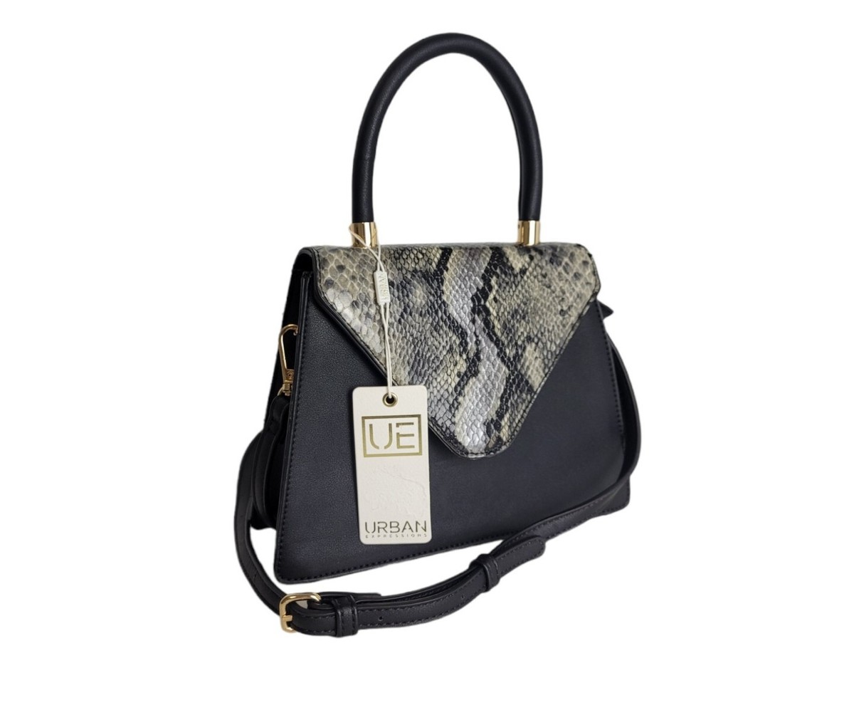 Urban Expressions Black and Snake Print Women\'s Backpack Mini Backpack Snake Embossed & Black Soft by Manu Atelier main image 2