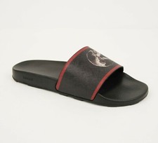 Bally Shok-1 Black Rubber Slide Sandals with Logo and Red Edge Consumer