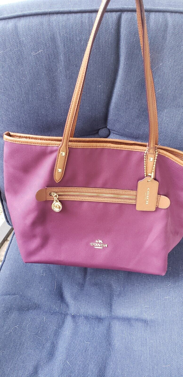 vintage leather coach bag purple - image 1