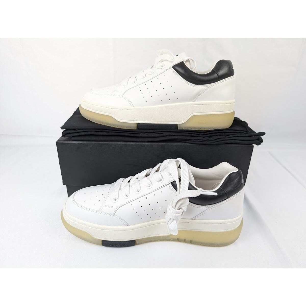 Amiri Stadium Low Top Sneakers in White/Black BNWD 43 | eBay display picture 1