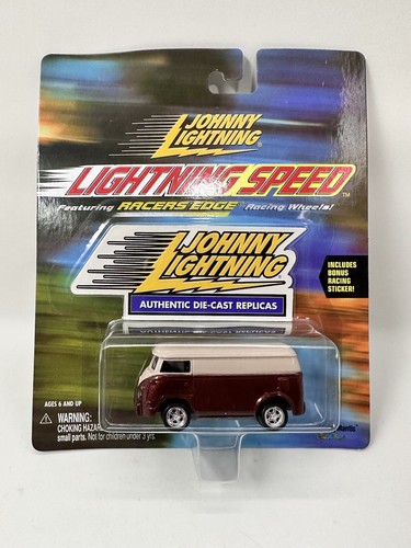 Johnny Lightning VW Volkswagen 60’s Bus Speed 2000 Maroon & Tan w/ Bonus Sticker