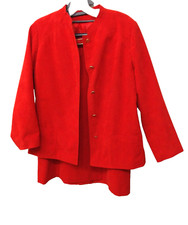 Nat Kaplan Couture Ultrasuede Vintage Red Suit Approx size 8 Belted