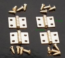 Miniature Brass Hinges x4 & 16 screws 10mmx8mm Fairy Door Box Dolls House LGW