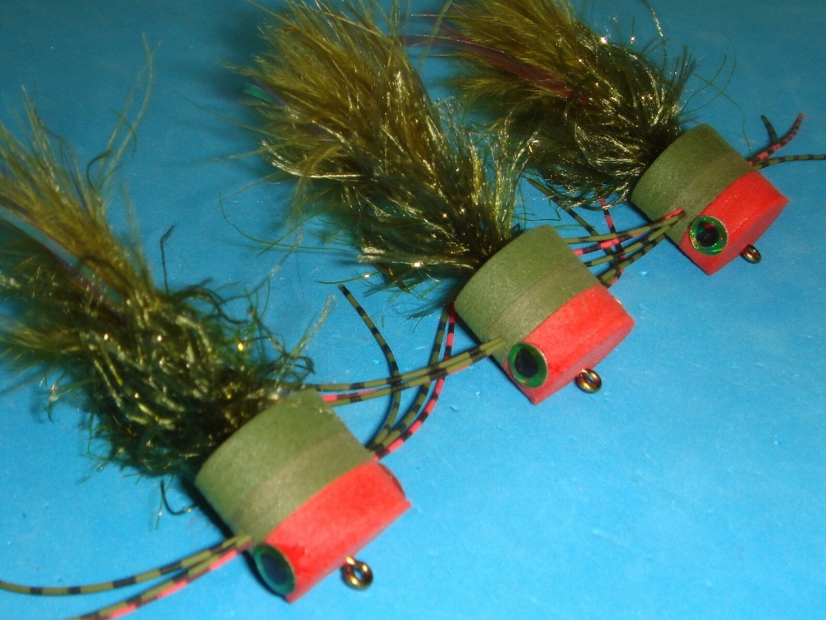 Mouches De Pêche Hitman Bass Popper - Taille #2 - Lot De 3 (Firetiger Foam) - NEUF