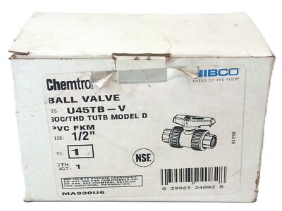 NIBCO Chemtrol U45TB-V-1/2 U45TB-V 1/2'' PVC Model D True Union Ball Valve