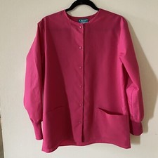 VIN Crest Style 3240 76 Long Sleeve Pink Snap Up Nursing Scrub Top Women Size M