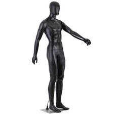 Black Male Mannequin Full Body Stand With Adjustable Posture & Stable Metal Base