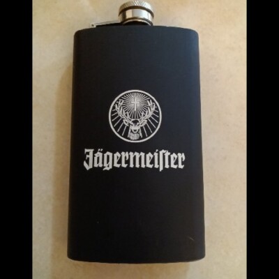 Vintage Jägermeister Pocket Flask  Screw On Cap Black