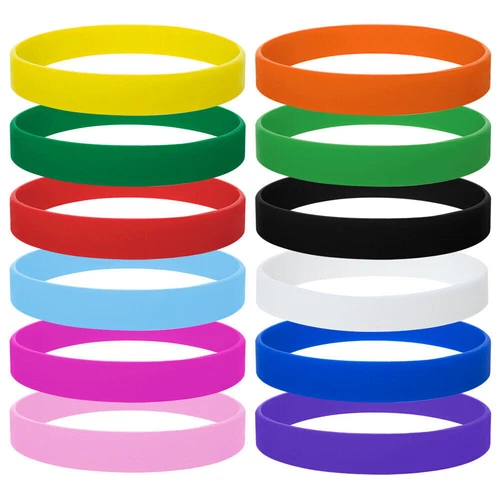 12 Colors Rubber Silicone Bracelet Blank Wristband Multi Color Wrist Band Dozen