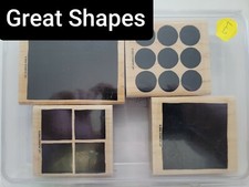 Stampin' Up GREAT SHAPES set of 4 wood mount solid squares circles RETIRED 