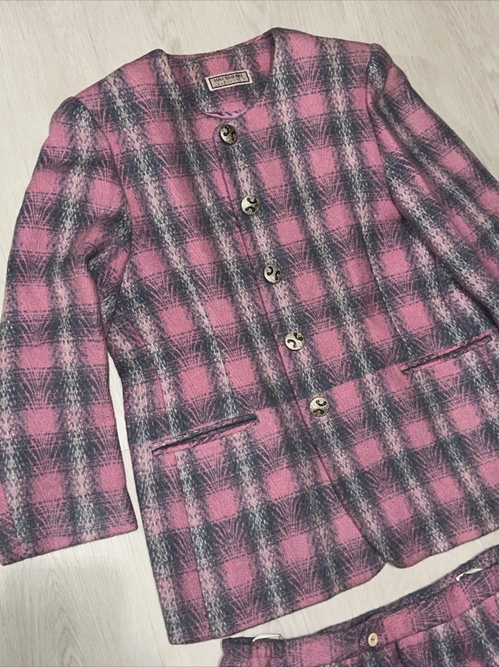 VTG HAI SHENG Women's 2 piece Pink Purple Suit Jacket and Skirt One Size Foto 2 de 4