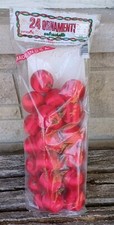 Vintage Lot Of 24 Satin Spun Silk Christmas Red Ball 2" Ornaments Sealed Hills
