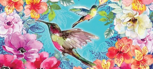 Tapis interrupteur fleurs et colibris lumineux Sassafras 22 x 10