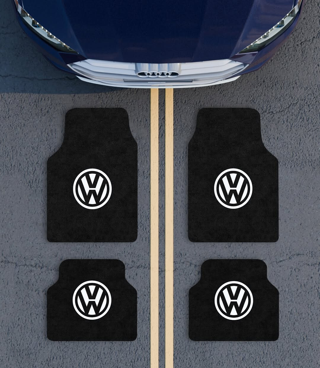 Volkswagen Universal 4-Piece Washable Digital Print Car Floor Mat Set