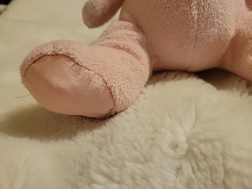 Rare Toys R Us Animal Alley Baby Pink Bunny Rabbit Terry Cloth Plush Satin Ears  - Image 3 of 4