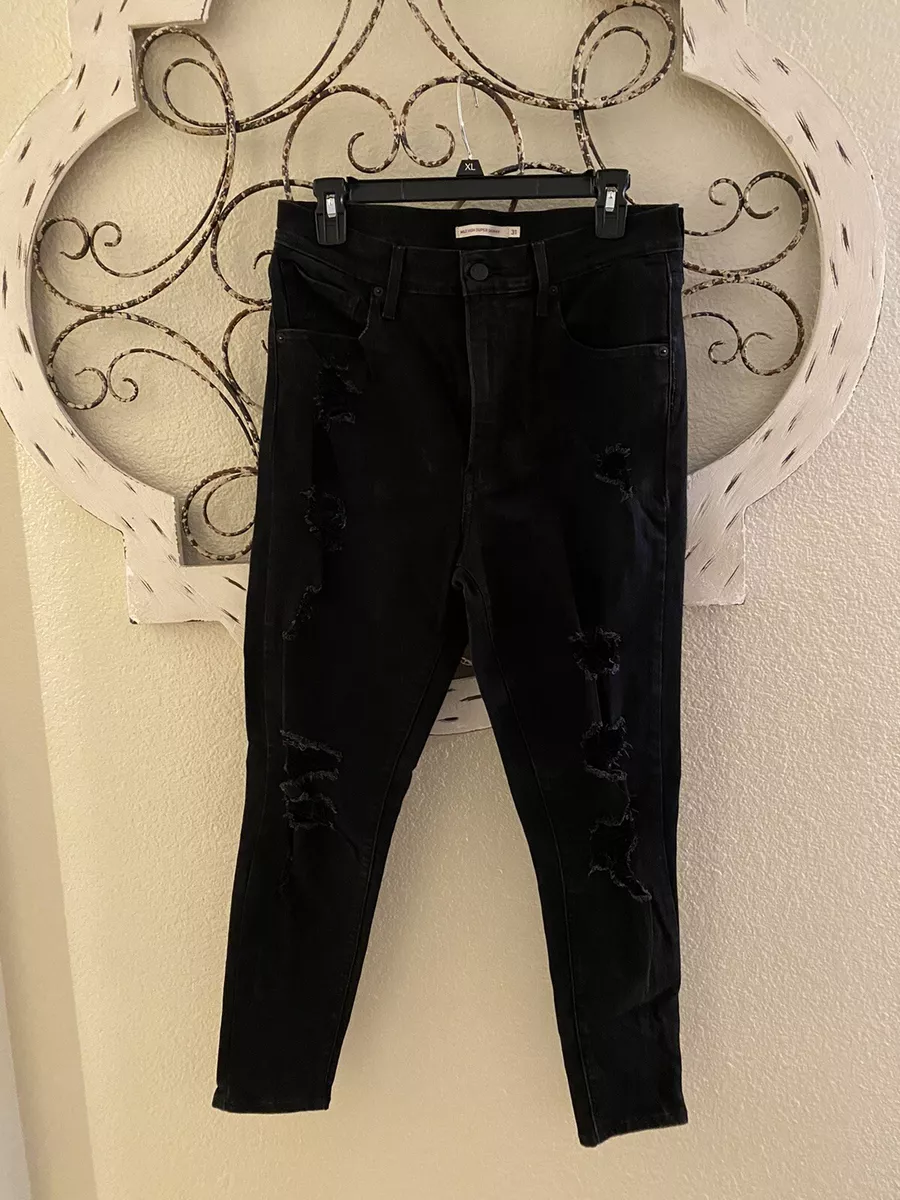 Levi s Womens Mile High Super Skinny Jeans Black Stretch Slim Fit