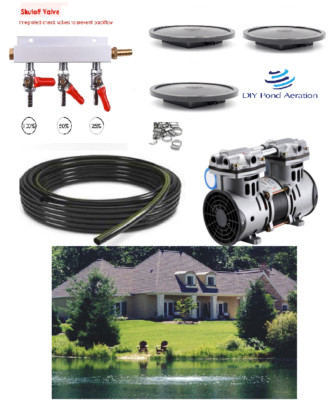 NEW Large Fish & Pond Aeration System-300' Sink Hose 3 Diffusers 1+ Acre PONDS