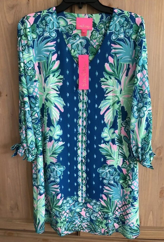 FILA Lilly Pulitzer NWT Pamela Dress Small "Macaw Blue Coconut Row" Reg $198