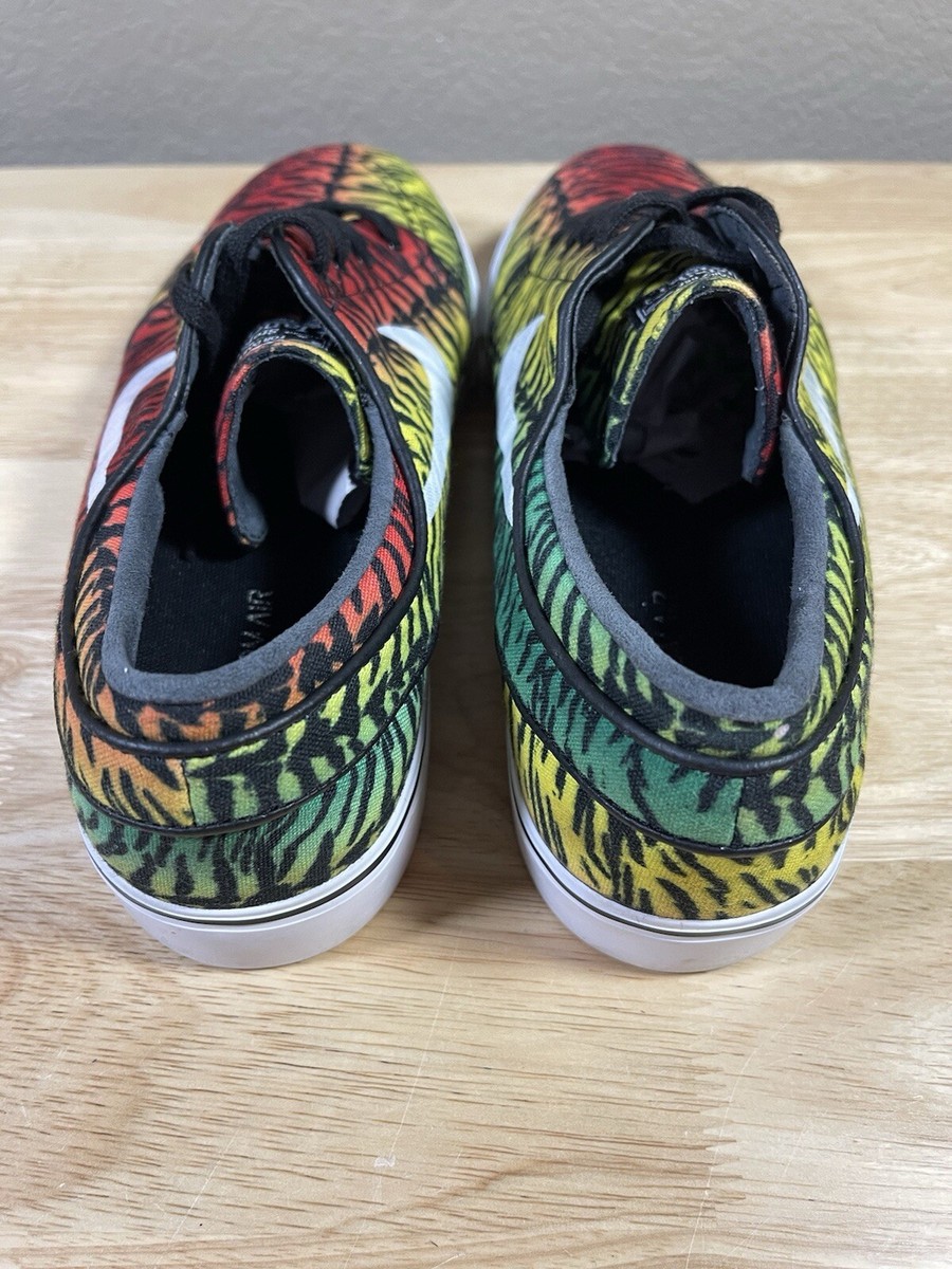 Nike Zoom Stefan Janoski Mens 10.5 Tiger Rasta Canvas Sneakers