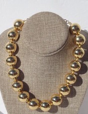 KENNETH JAY LANE KJL CHUNKY GOLD BEAD NECKLACE SIGNED NEW