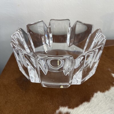 LARGE ORREFORS SWEDEN CORONA CRYSTAL BOWL LARS HELLSTEN 7 1/4''
