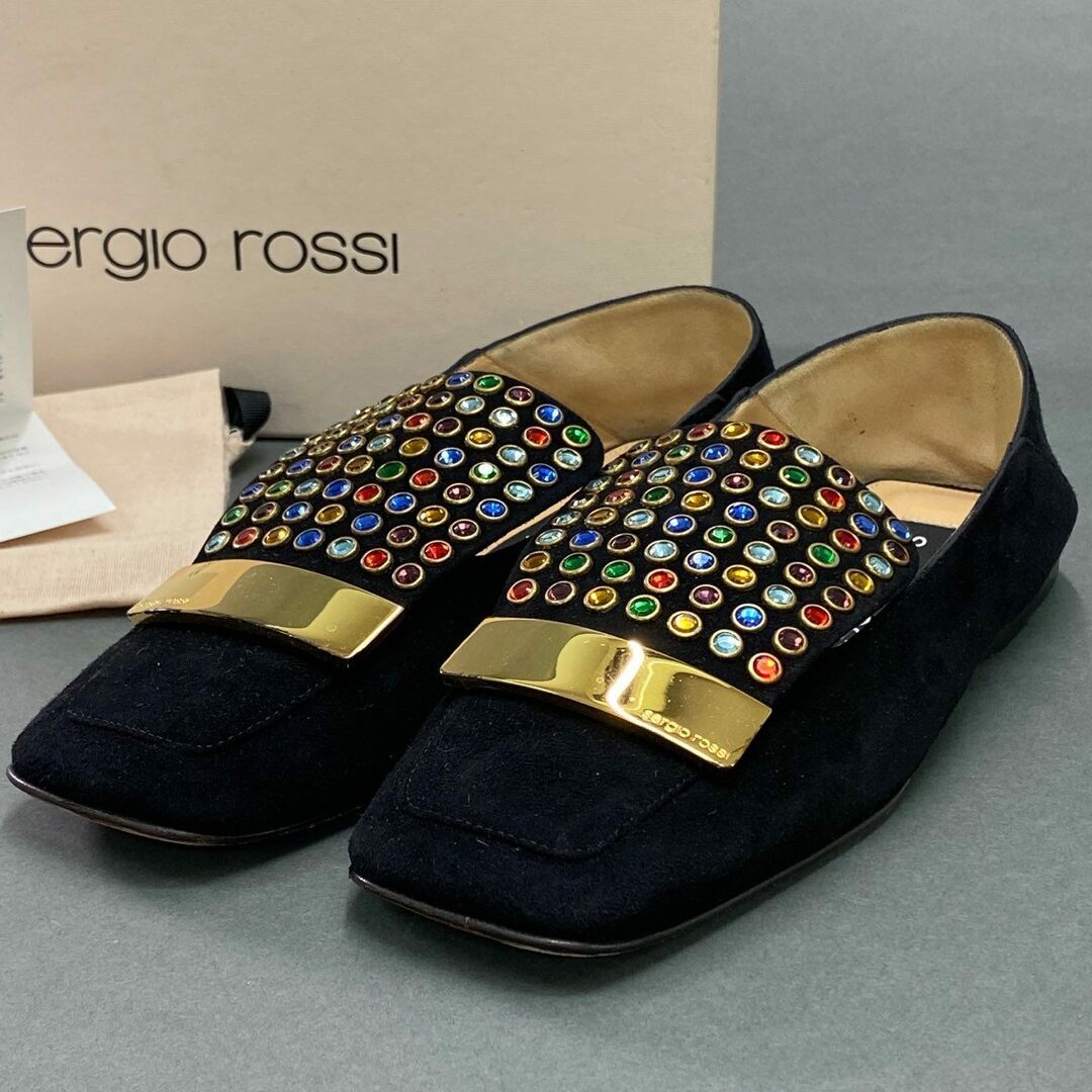 3a10 “” sergio rossi sr1 multi crystal gold plate slip-on 35 3a10 “” sergio rossi sr1 multi crystal gold plate slip-on 35