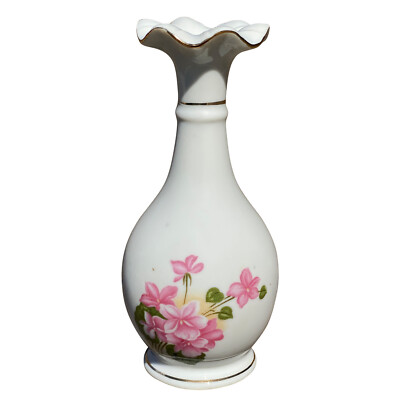 Vintage Japanese Porcleain Ruffled Floral Motif Bud Vase by Nasco