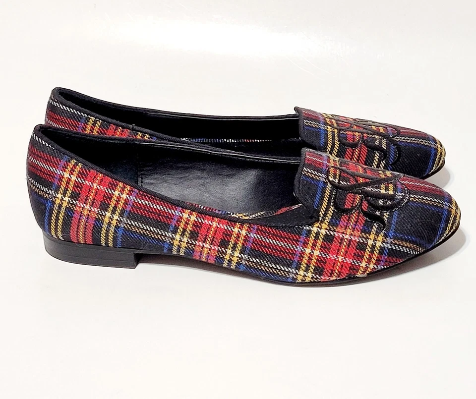 Rock & Republic R&R Ballet Flats Tartan Plaid Embroidered Logo Shoes Wms 6M US - Image 4 of 4