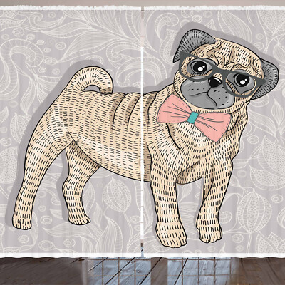 Mops Rustikale Gardine Hipster Hund Nerdy Glasses