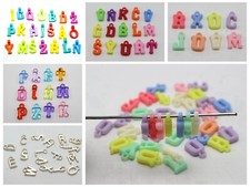 200 Assorted Colorful Acrylic Alphabet Letter Charm Pendants Various Color Size